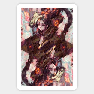 Two Cyber Girl Sticker